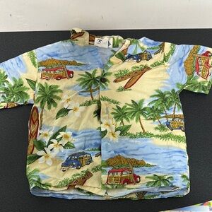 Tropical Kids Shirt - Blue and Cream